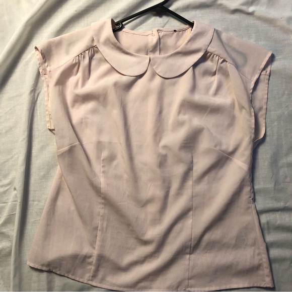 Blush pink Peter Pan collared, button backed shirt from Review - Picture 2 of 4